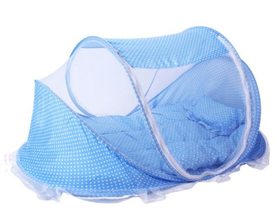 Foldable Baby Bed with Pillow & Mosquito Net Set