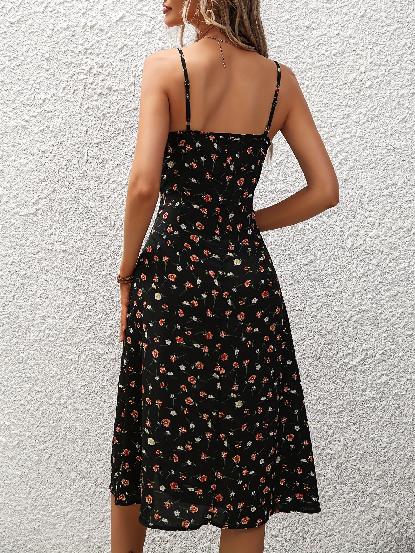 Women’s Polka Dot Print Summer Suspender Split Dress
