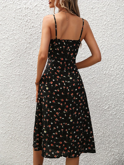 Women’s Polka Dot Print Summer Suspender Split Dress