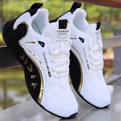 Men’s Colorblock Lace-Up Sneakers Running Sports Shoes