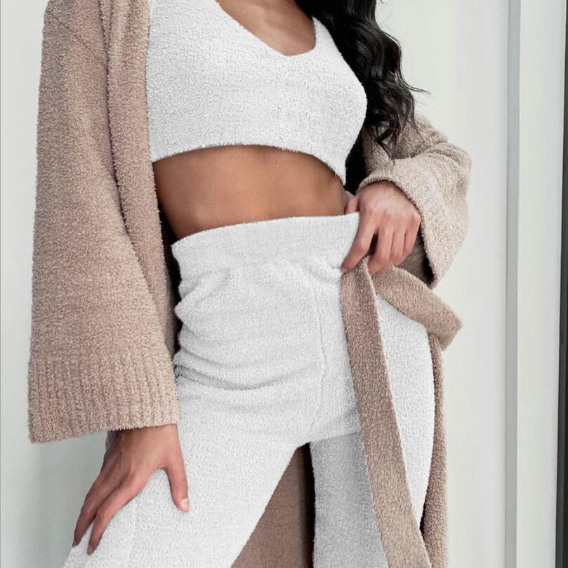 3PCS Women’s Pajama Set Crop Top & Drawstring Shorts