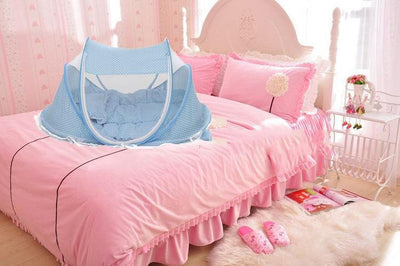 Foldable Baby Bed with Pillow & Mosquito Net Set