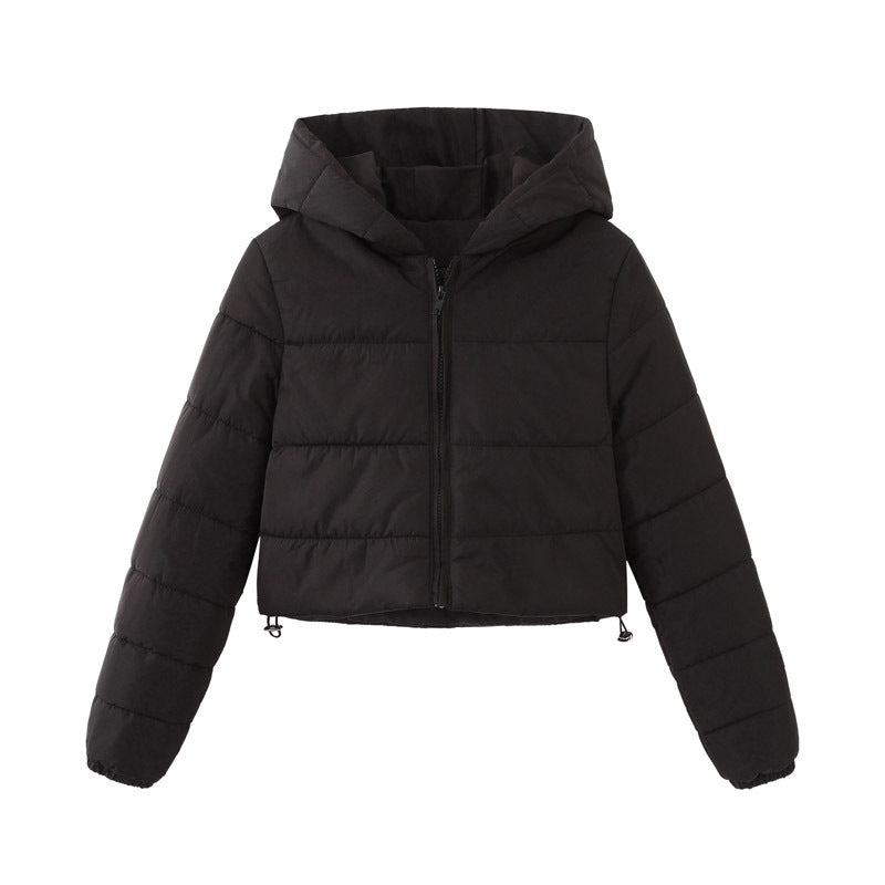 Women’s Winter Hooded Short Coat with Zipper Jacket