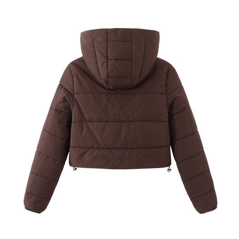 Women’s Winter Hooded Short Coat with Zipper Jacket