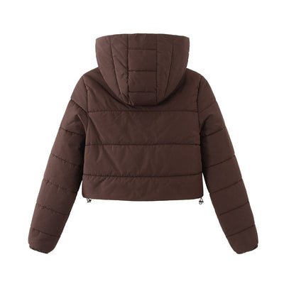 Women’s Winter Hooded Short Coat with Zipper Jacket