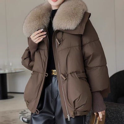 Women’s Winter Short Down Jacket with Fur Collar