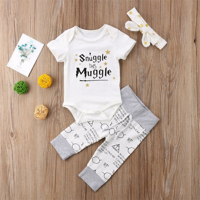 3-piece Set Cotton Rompers Striped Pants For Babies