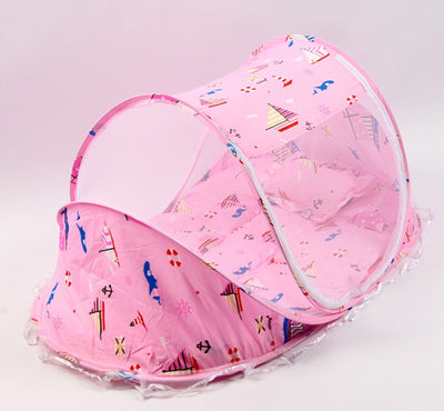 Foldable Baby Bed with Pillow & Mosquito Net Set