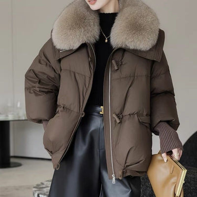 Women’s Winter Short Down Jacket with Fur Collar