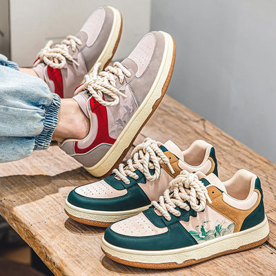 Men’s Casual Lace-Up Sneakers Soft Sole Walking Shoes