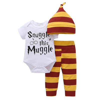 3-piece Set Cotton Rompers Striped Pants For Babies