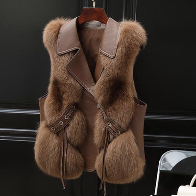 Women’s Faux Fur Vest Short Winter Warm Jacket