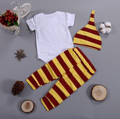 3-piece Set Cotton Rompers Striped Pants For Babies
