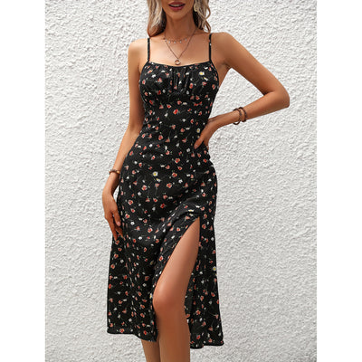 Women’s Polka Dot Print Summer Suspender Split Dress