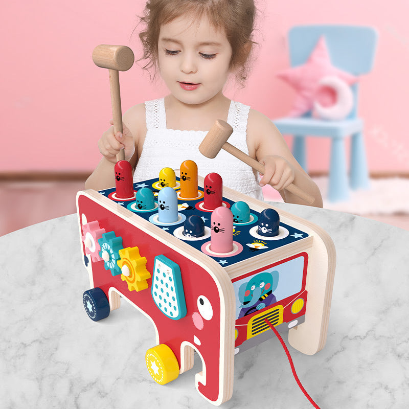 Montessori Wooden Pounding Bench Toy for Toddlers