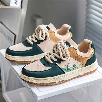 Men’s Casual Lace-Up Sneakers Soft Sole Walking Shoes
