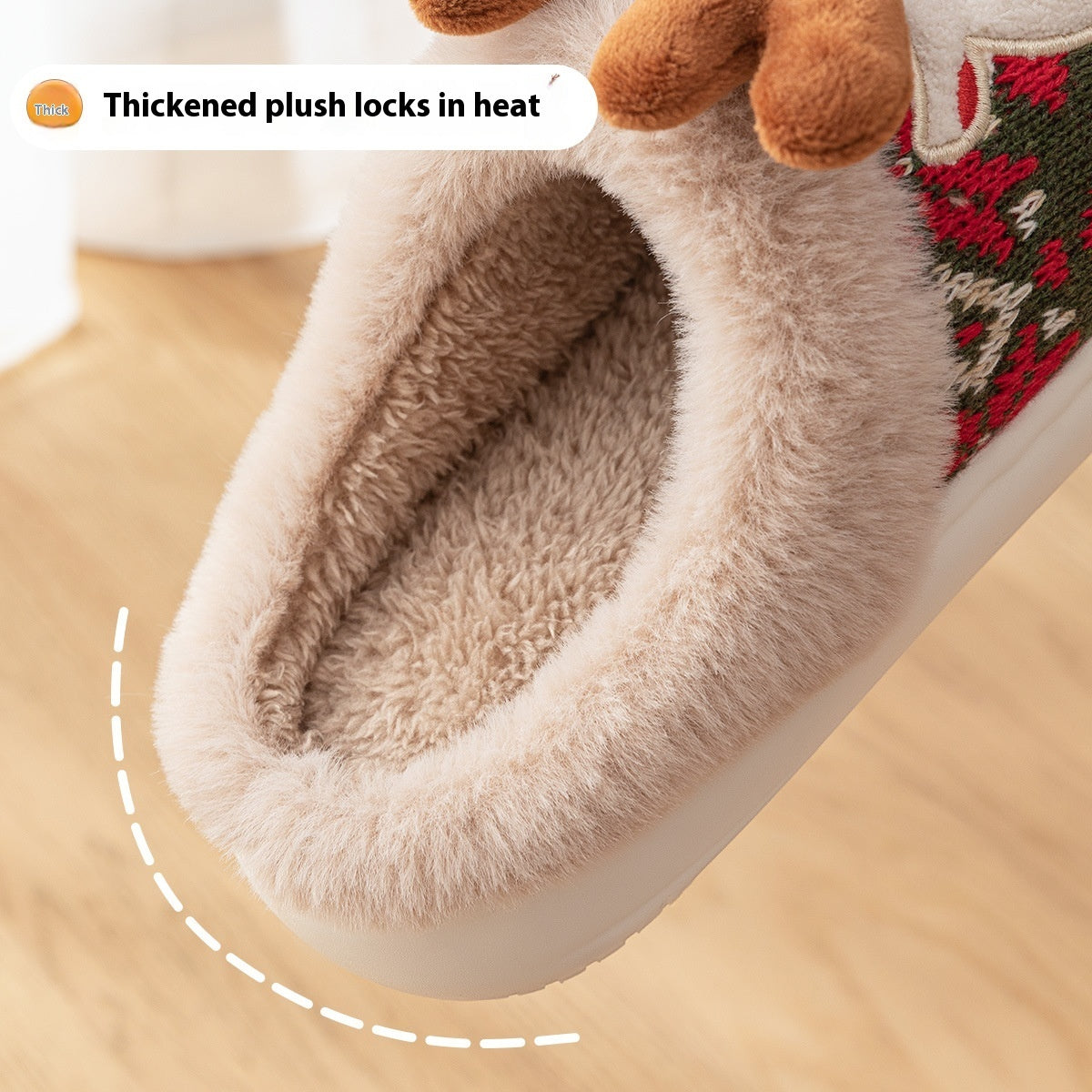 Women’s Fuzzy Christmas Elk Plush Winter Slippers