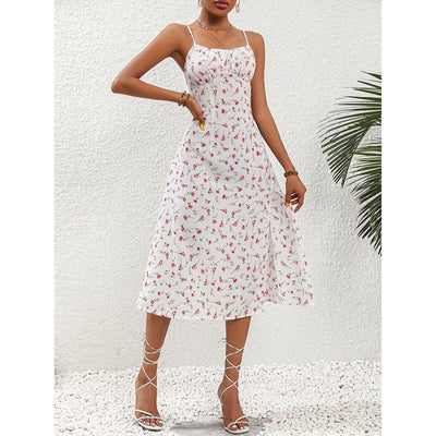 Women’s Polka Dot Print Summer Suspender Split Dress