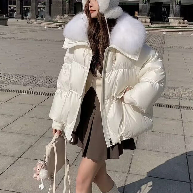 Women’s Winter Short Down Jacket with Fur Collar