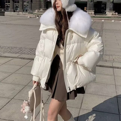 Women’s Winter Short Down Jacket with Fur Collar