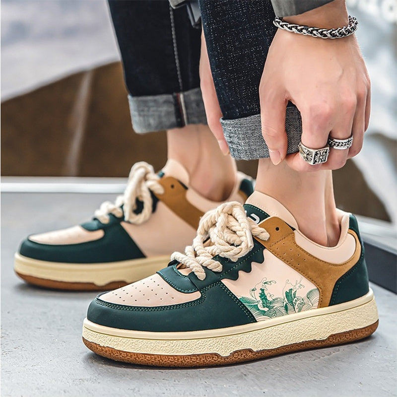 Men’s Casual Lace-Up Sneakers Soft Sole Walking Shoes