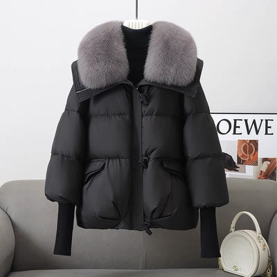 Women’s Winter Short Down Jacket with Fur Collar