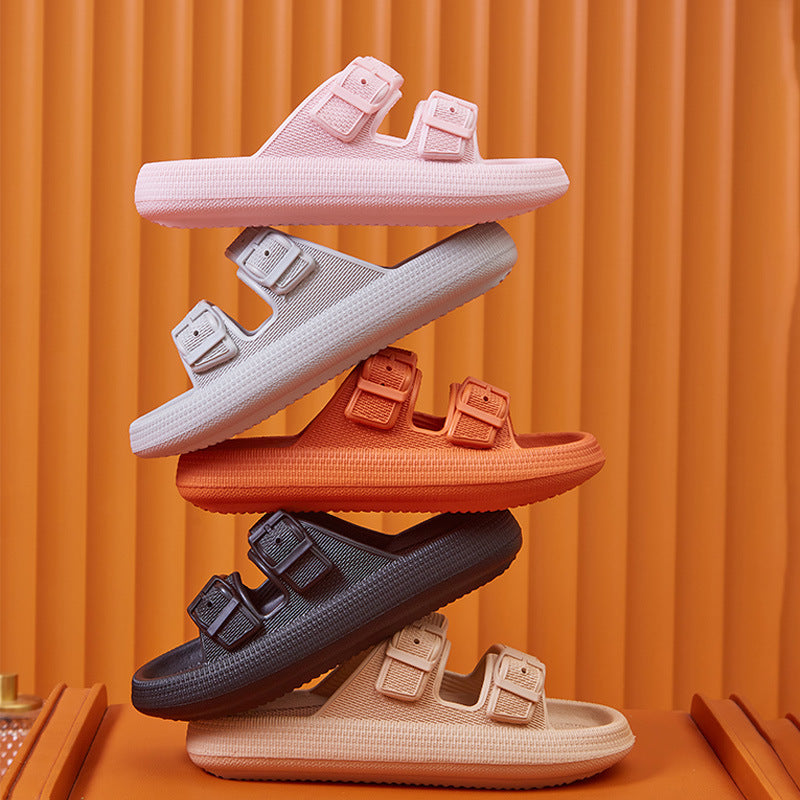 Women’s Platform Summer Slippers with Buckle Sandals