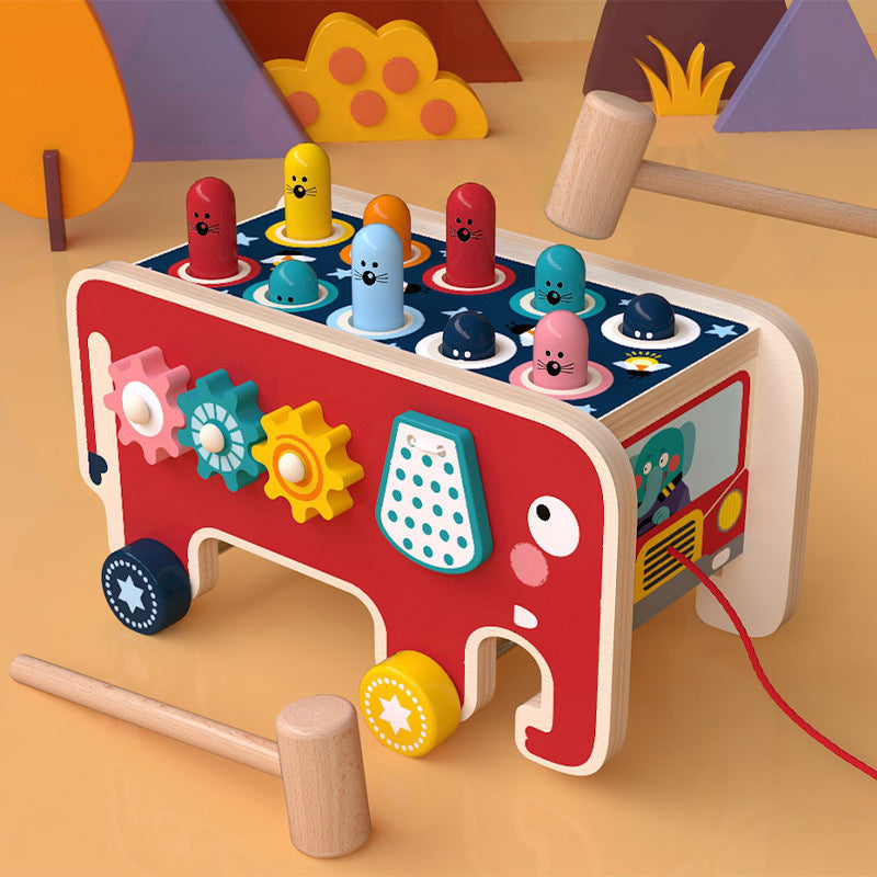 Montessori Wooden Pounding Bench Toy for Toddlers
