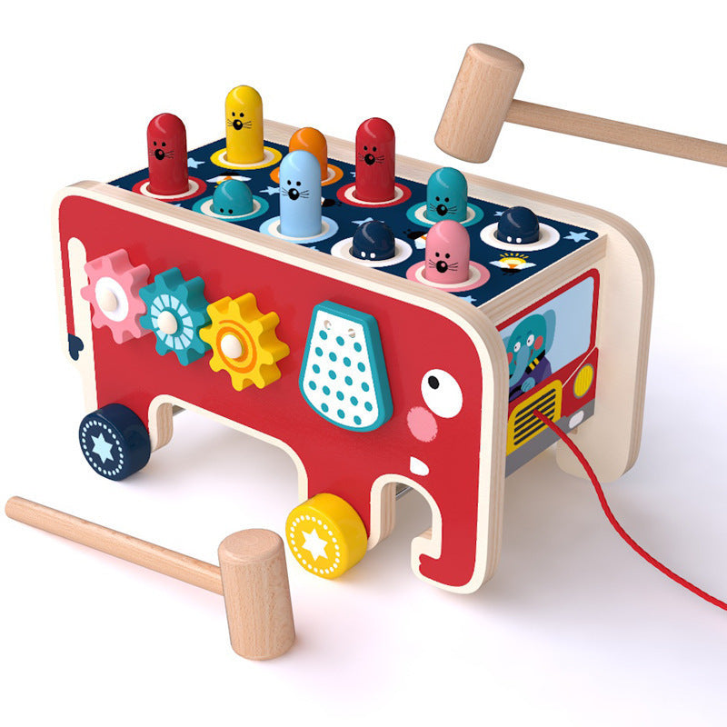 Montessori Wooden Pounding Bench Toy for Toddlers