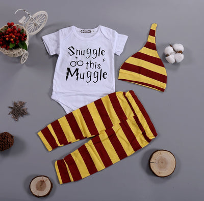3-piece Set Cotton Rompers Striped Pants For Babies