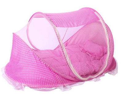 Foldable Baby Bed with Pillow & Mosquito Net Set