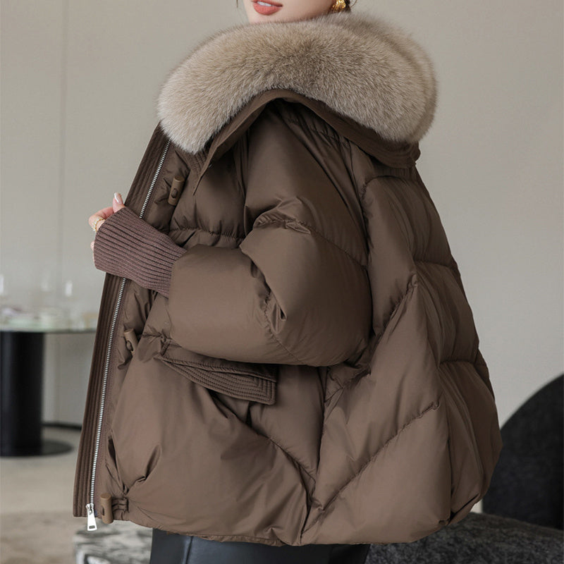 Women’s Winter Short Down Jacket with Fur Collar