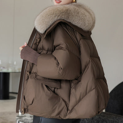 Women’s Winter Short Down Jacket with Fur Collar