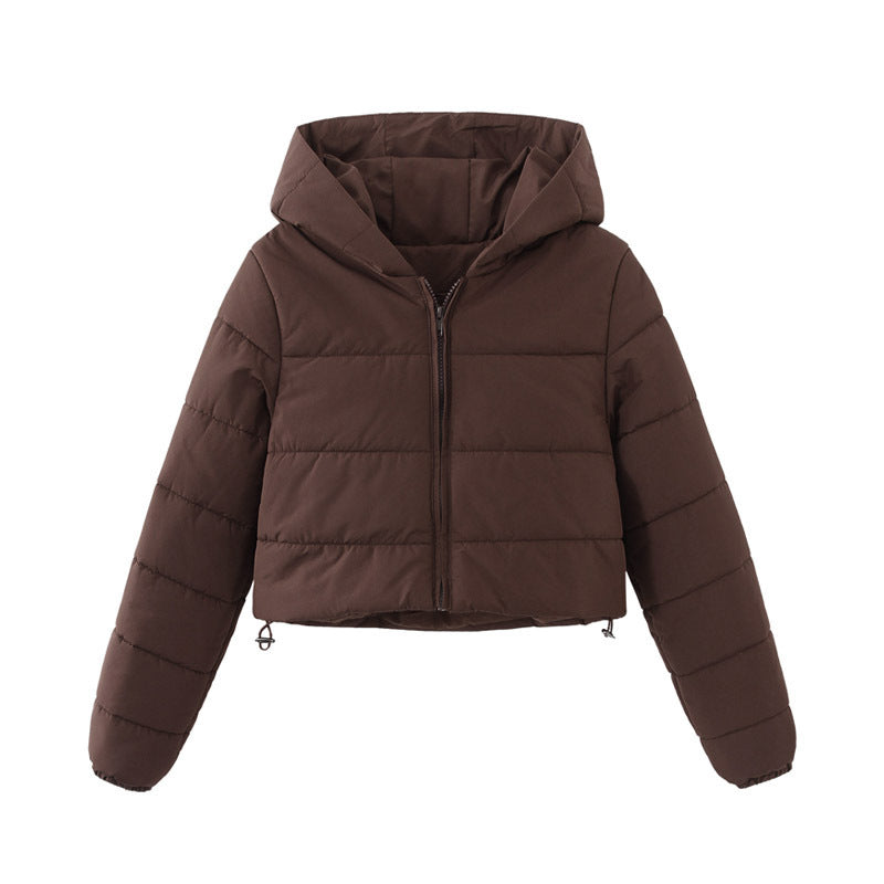 Women’s Winter Hooded Short Coat with Zipper Jacket