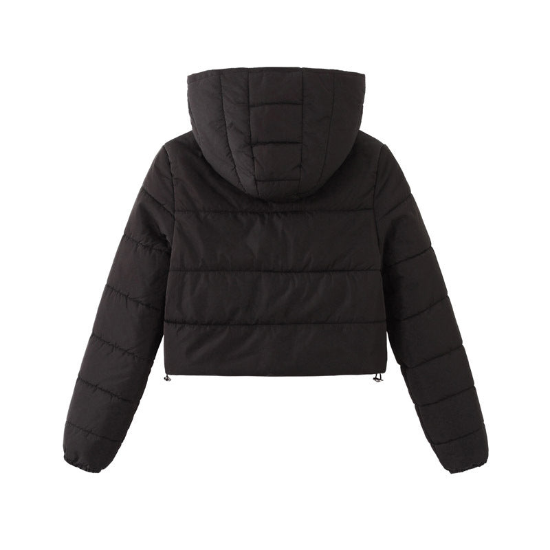 Women’s Winter Hooded Short Coat with Zipper Jacket