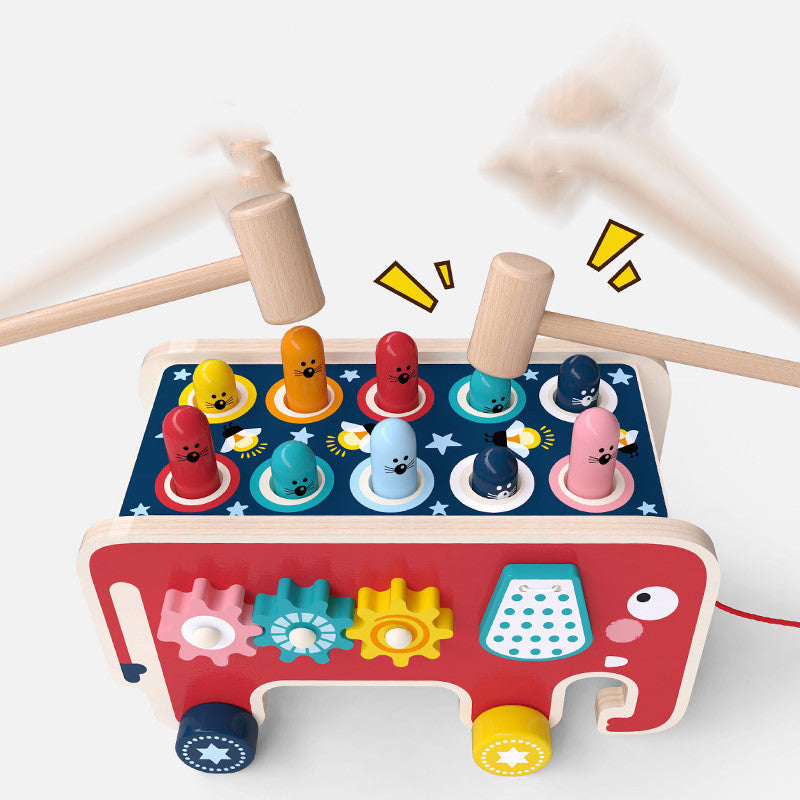 Montessori Wooden Pounding Bench Toy for Toddlers