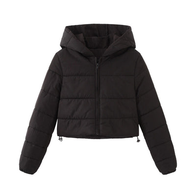 Women’s Winter Hooded Short Coat with Zipper Jacket